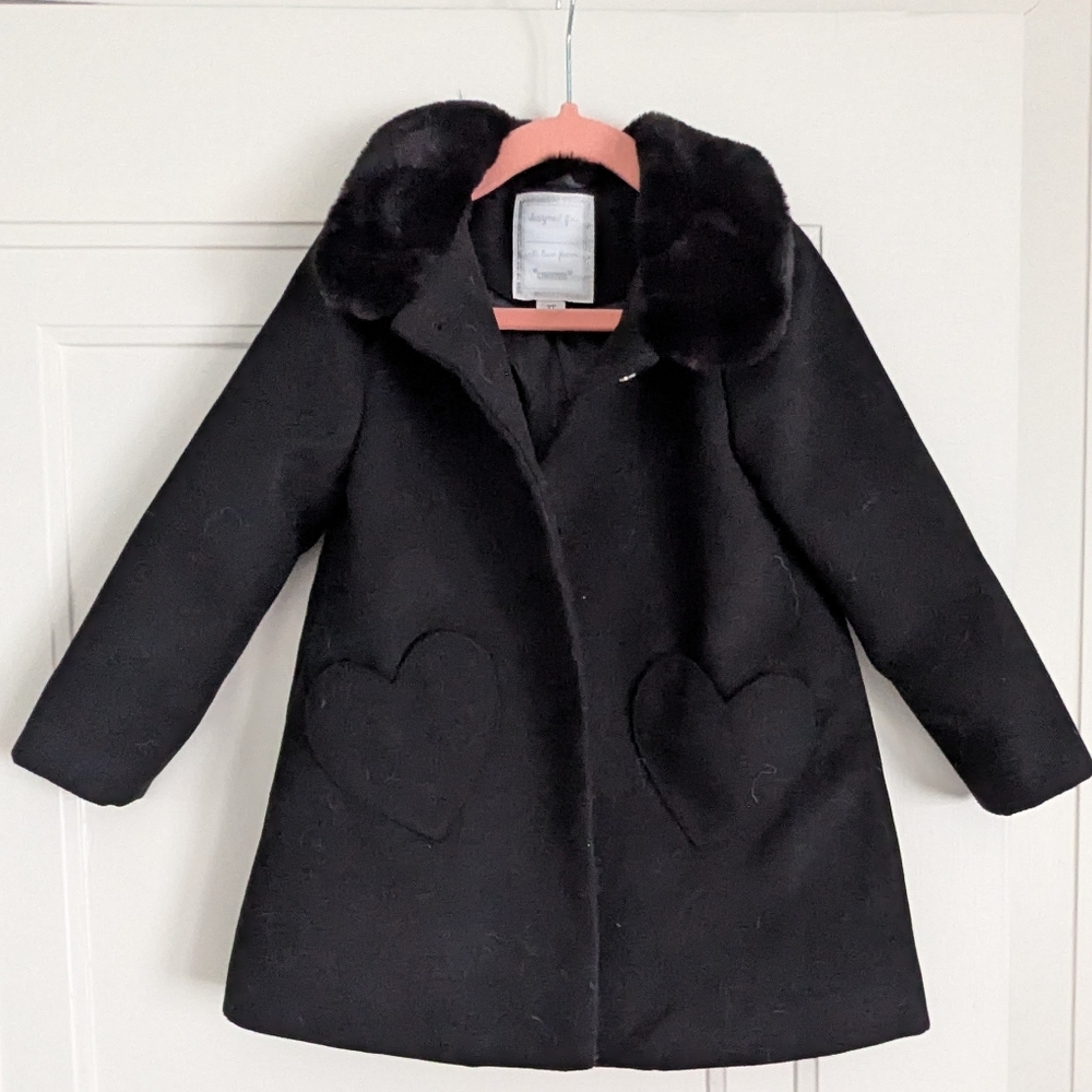 Stylish Black Kids Coat with Heart Pockets